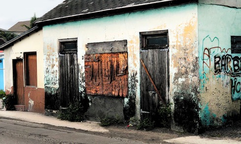 The Best Advice So Far - choice: the wall - dilapidated building inland Bahamas